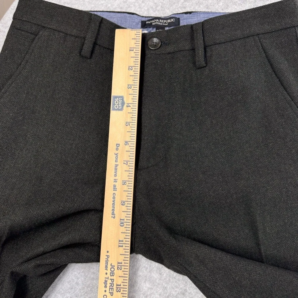 Banana Republic Kentfield Dress Pants Mens 31 Gray Herringbone Tweed Lined 32x31